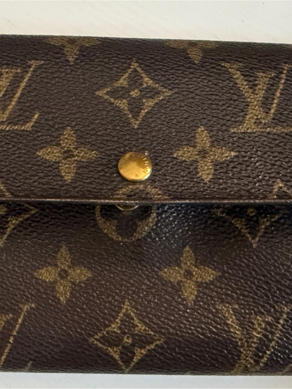 Vintage Louis Vuitton Brown Monogram Wallet/Crossbody with Gold Chain with COA - Picture 11 of 14